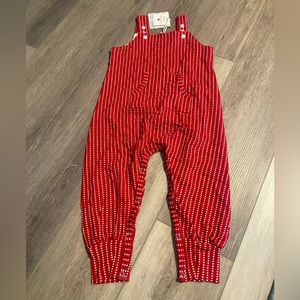 NWT Kate Quinn Kanga Button Sport Overall Heart Stripe 2T